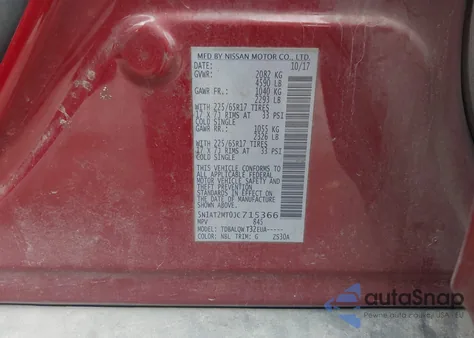 2018 Nissan Rogue Sv z USA, uszkodzony, nr VIN 5N1AT2MT0JC715366